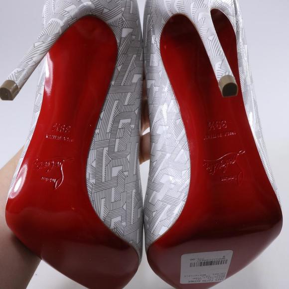 Pigalle Follies 100mm White Silver Gray Geometric Classic pumps c777